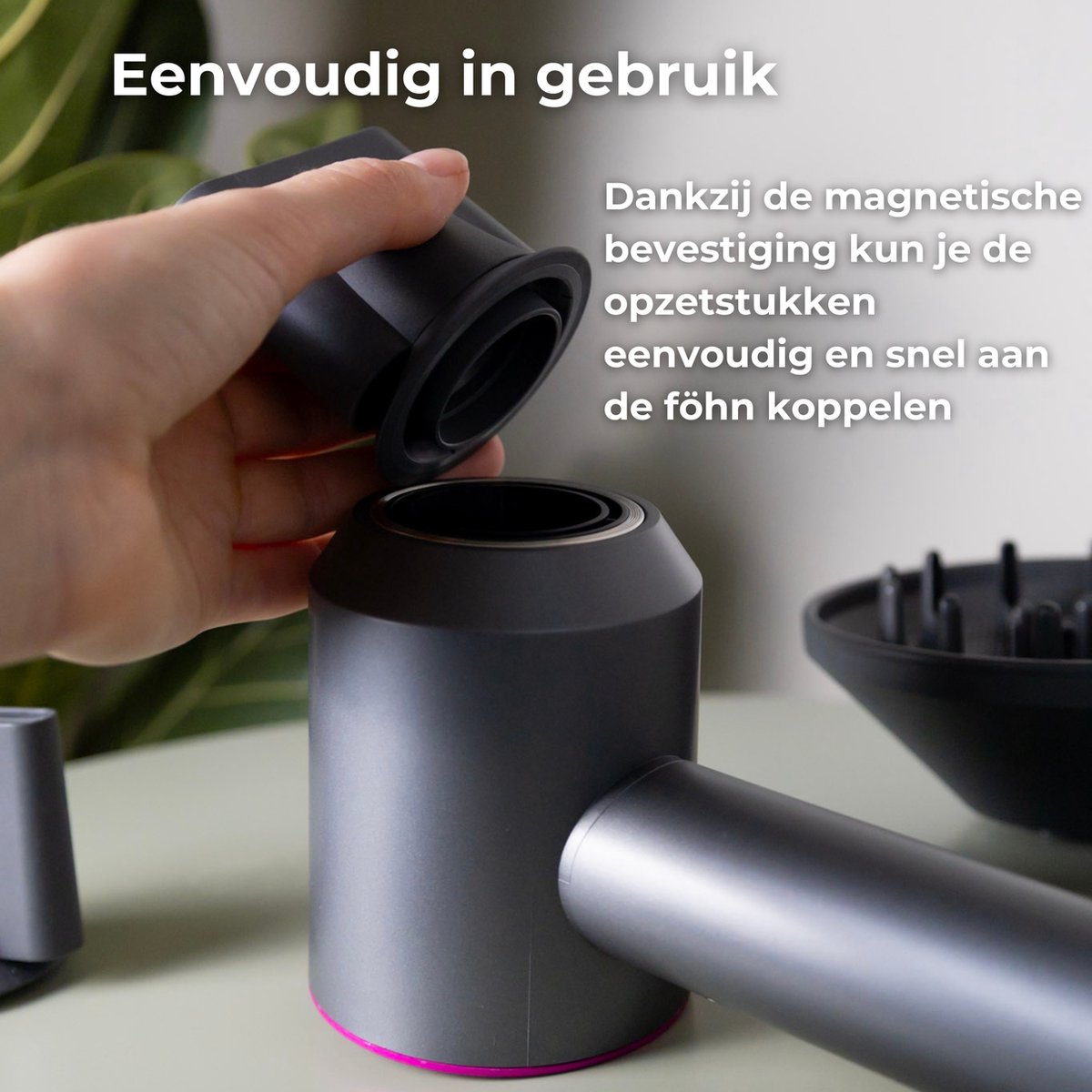 NOVIFY® Krachtige Fohn - Fohnborstel - Haardroger met 5 opzetstukken - Fohn met Diffuser - Ionentechnologie - 1600W - 2025