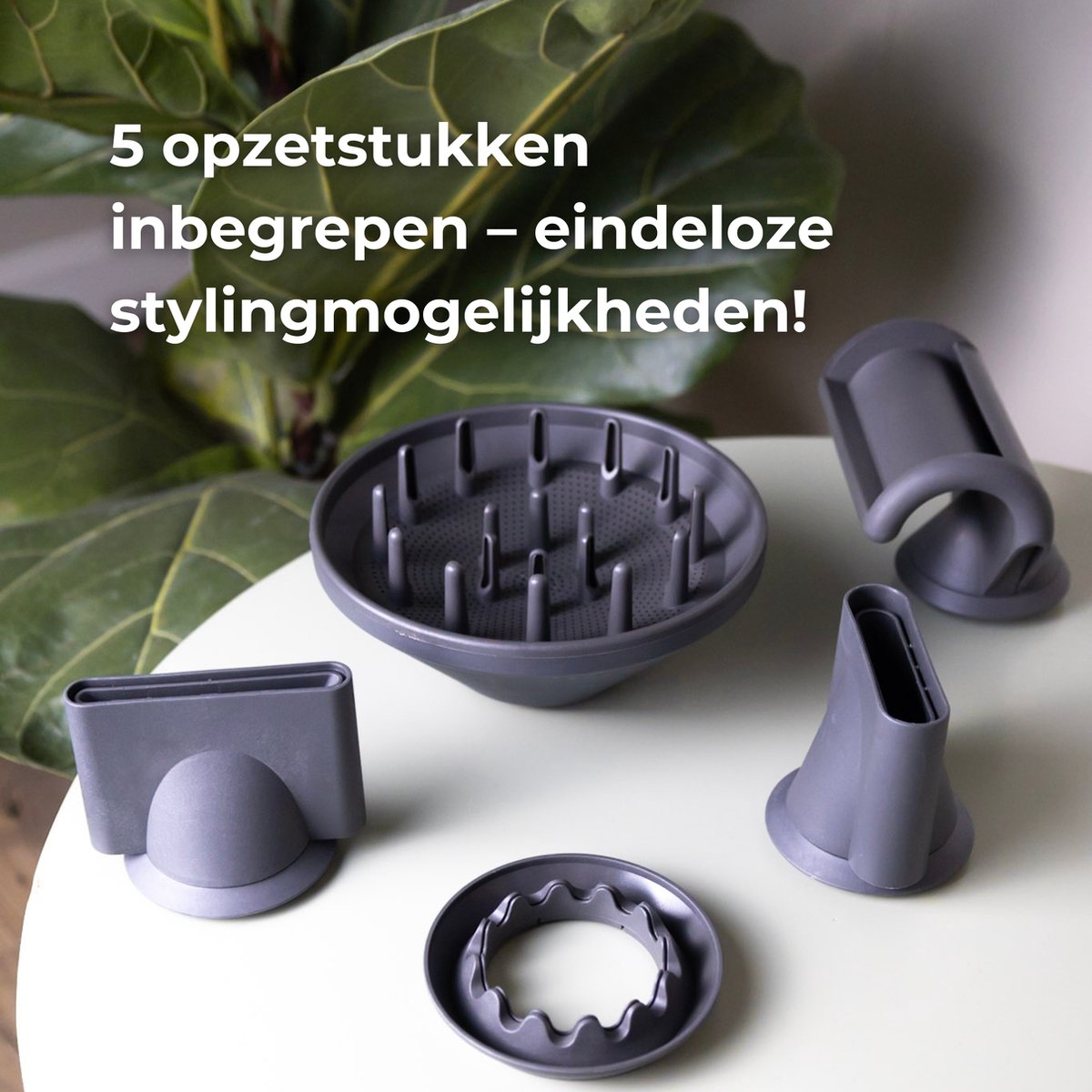 NOVIFY® Krachtige Fohn - Fohnborstel - Haardroger met 5 opzetstukken - Fohn met Diffuser - Ionentechnologie - 1600W - 2025