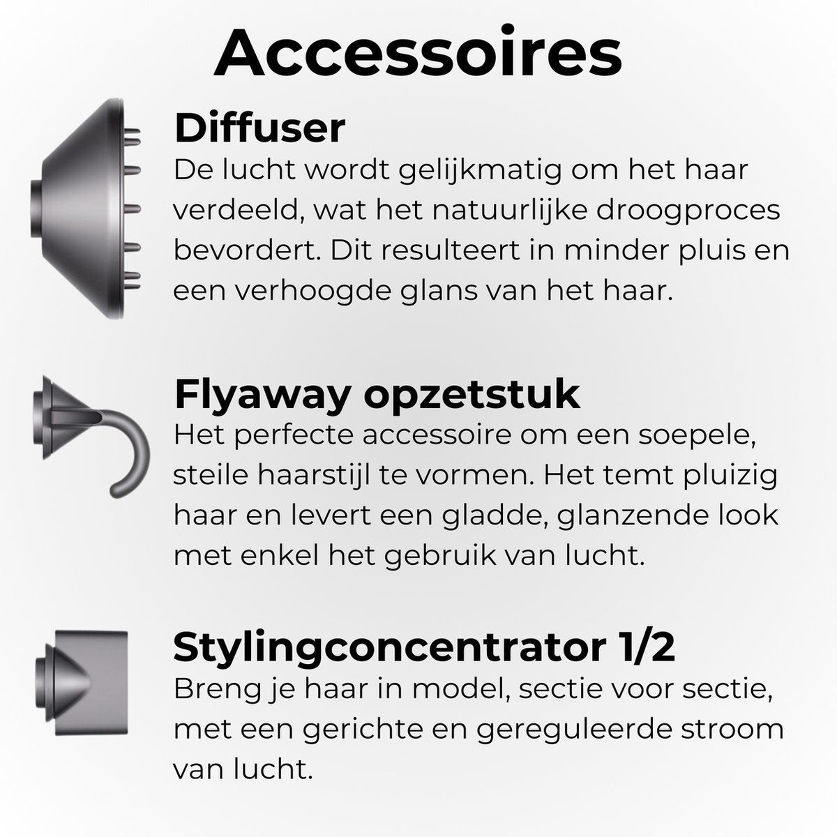 NOVIFY® Krachtige Fohn - Fohnborstel - Haardroger met 5 opzetstukken - Fohn met Diffuser - Ionentechnologie - 1600W - 2025