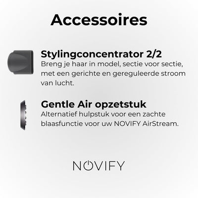 NOVIFY® Krachtige Fohn - Fohnborstel - Haardroger met 5 opzetstukken - Fohn met Diffuser - Ionentechnologie - 1600W - 2025